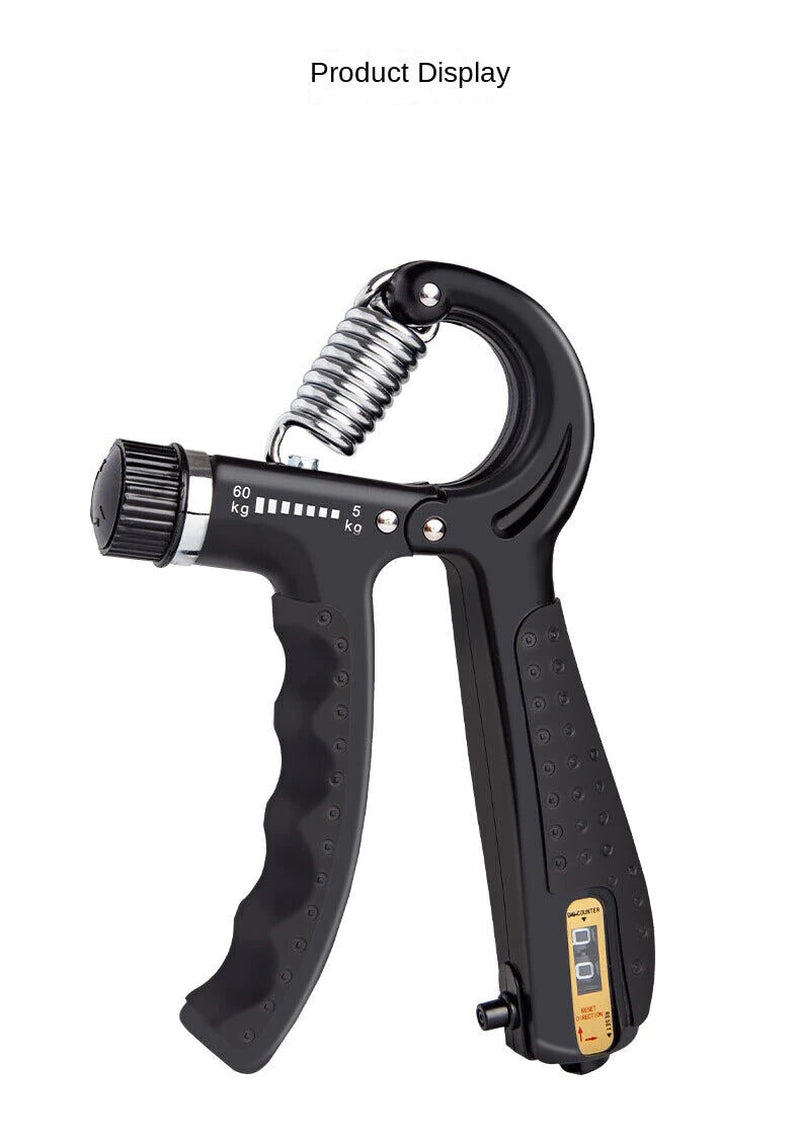 Hand Grip Strength Power Trainer Gripper Counter W Adjustable Squeeze Exercise